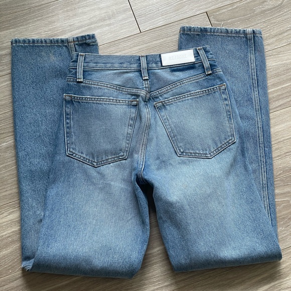 Redone 90s High Rise Loose Medium Destroyed Blue Wash Sz 24 100% Cotton EUC - Picture 9 of 13